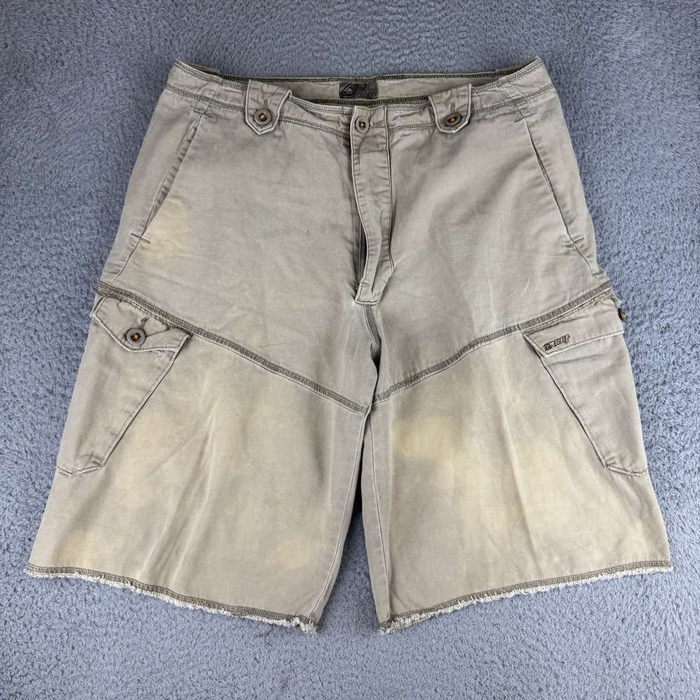 Vintage Reef Cargo‎ Shorts Rasta Tan Y2k Men's Size 36 Gorpcore